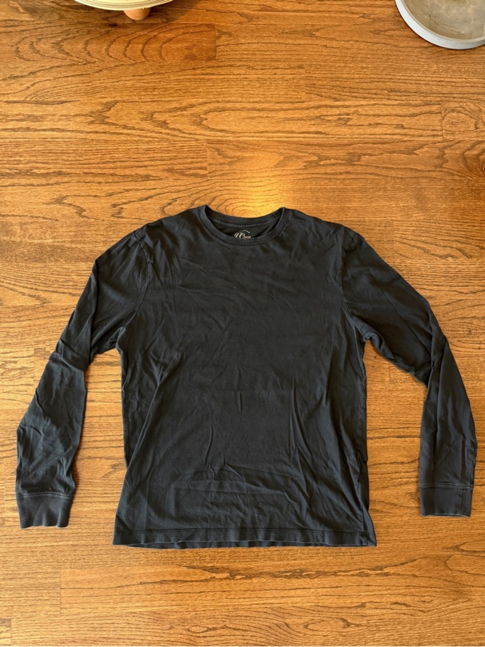 J. Crew Men's Black Long-Sleeve Crewneck Tee broken in Tee